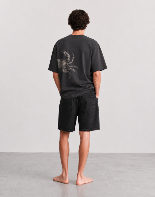 Crab printed Oversized faded t-shirt