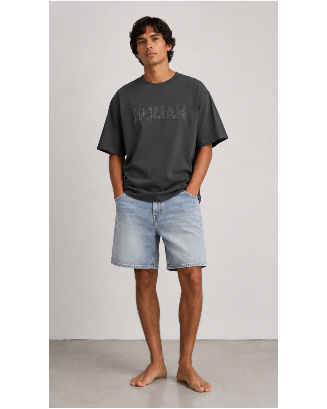 HUMAN printed Oversized faded t-shirt
