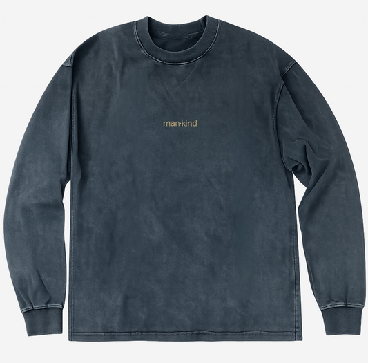 Mankind Logo print Acid Wash Long Sleeve Tee