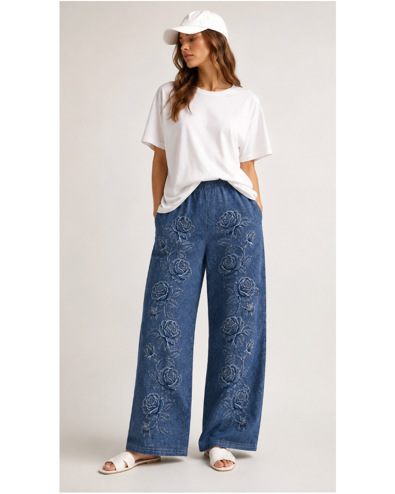 Printed Denim Unisex Loungewear Pants