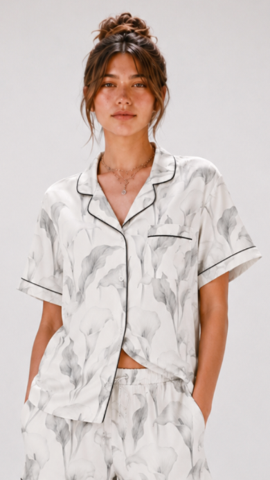Lily All-over print women’s short sleeve pajama top