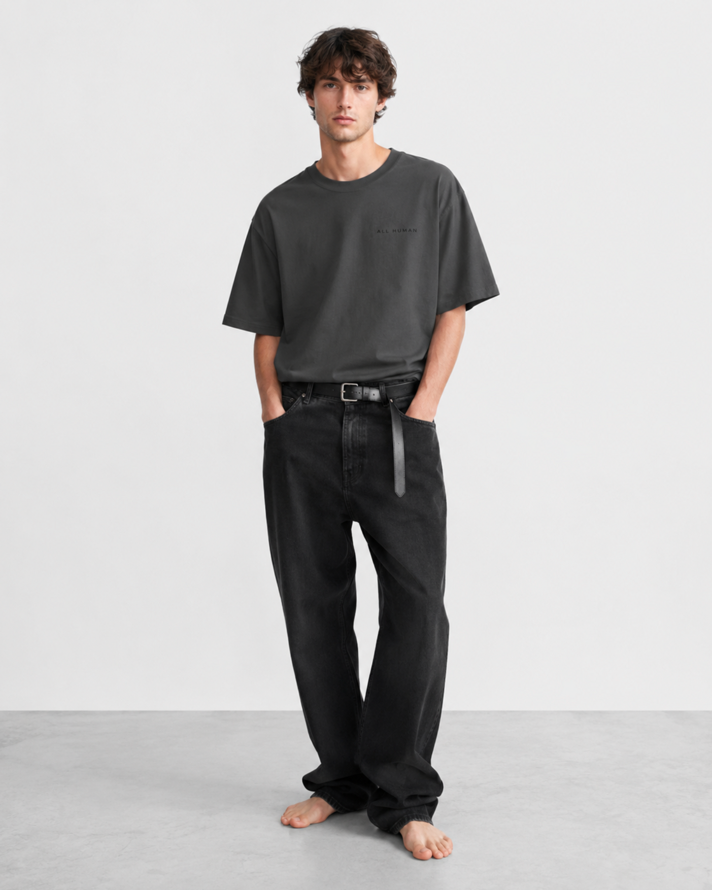 All Human Embroidered Oversized faded t-shirt
