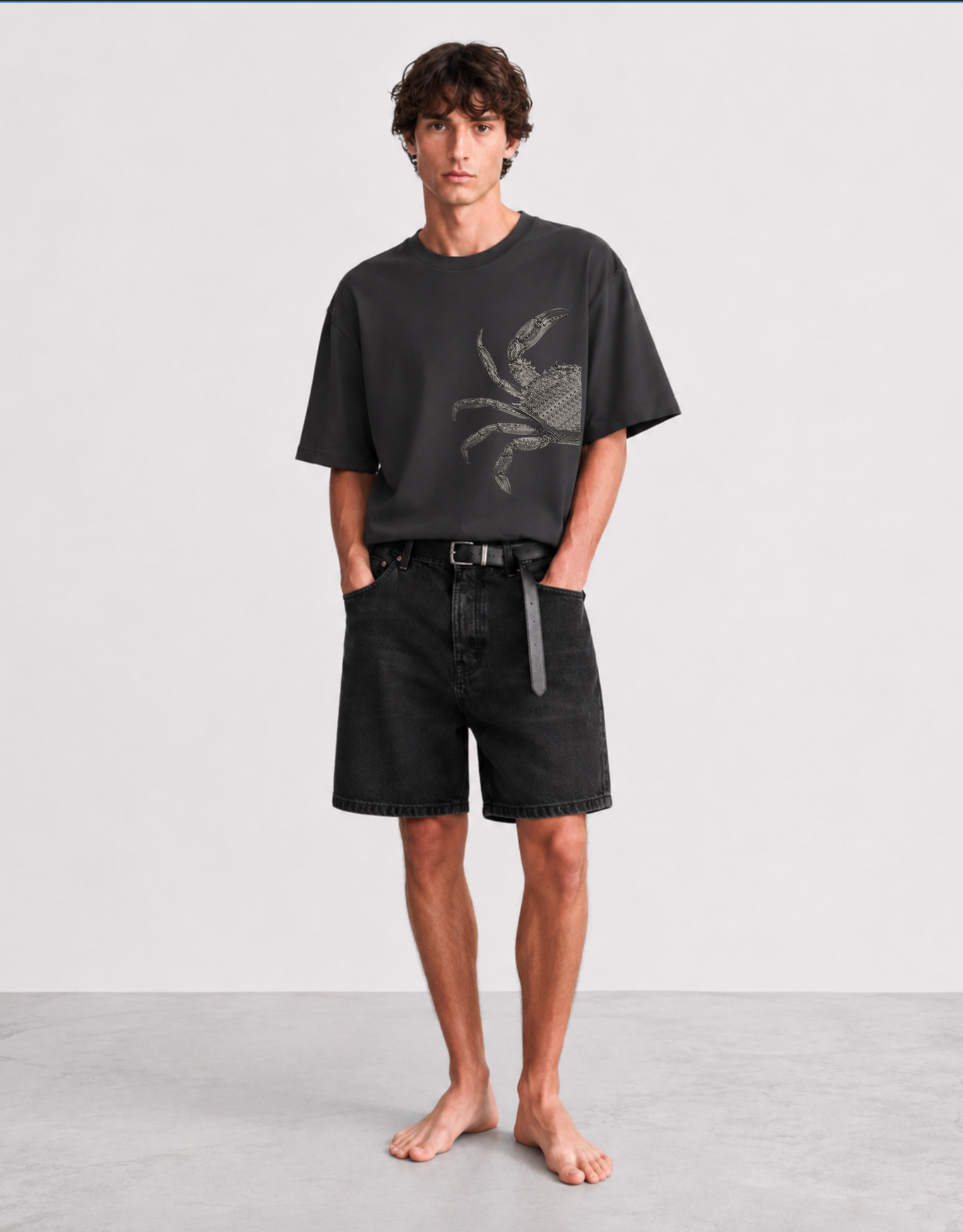 Crab printed Oversized faded t-shirt