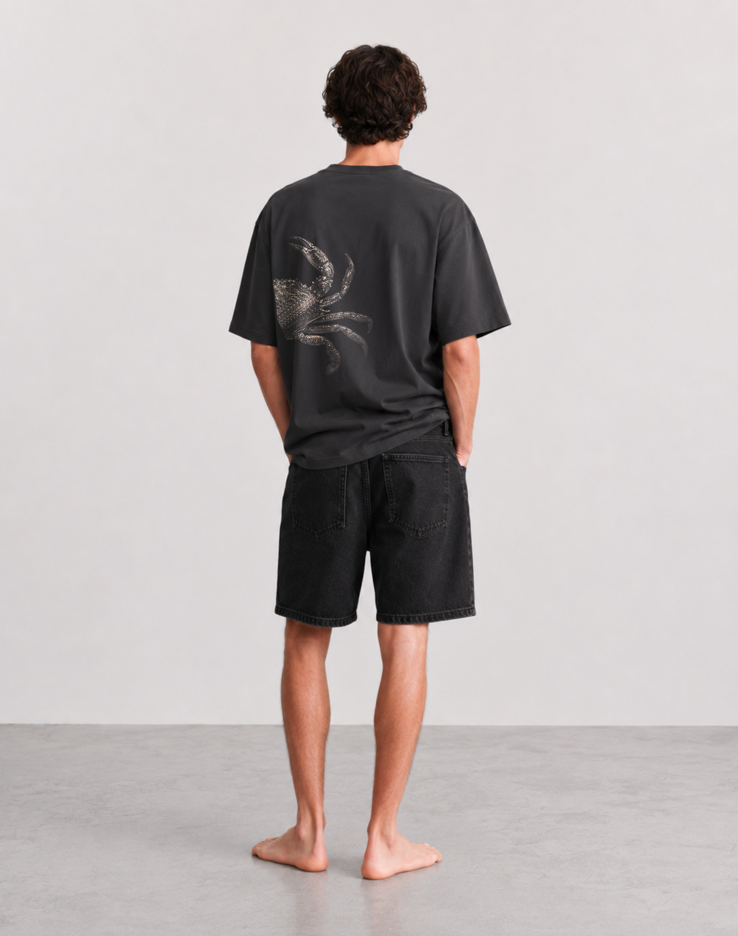 Crab printed Oversized faded t-shirt