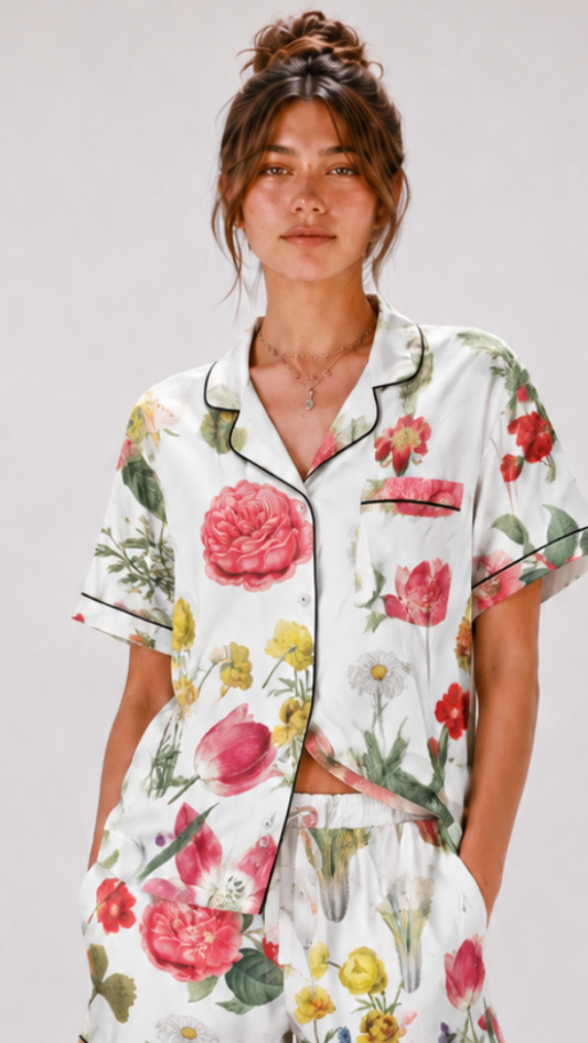 Botanical Print All-over print women’s short sleeve pajama top
