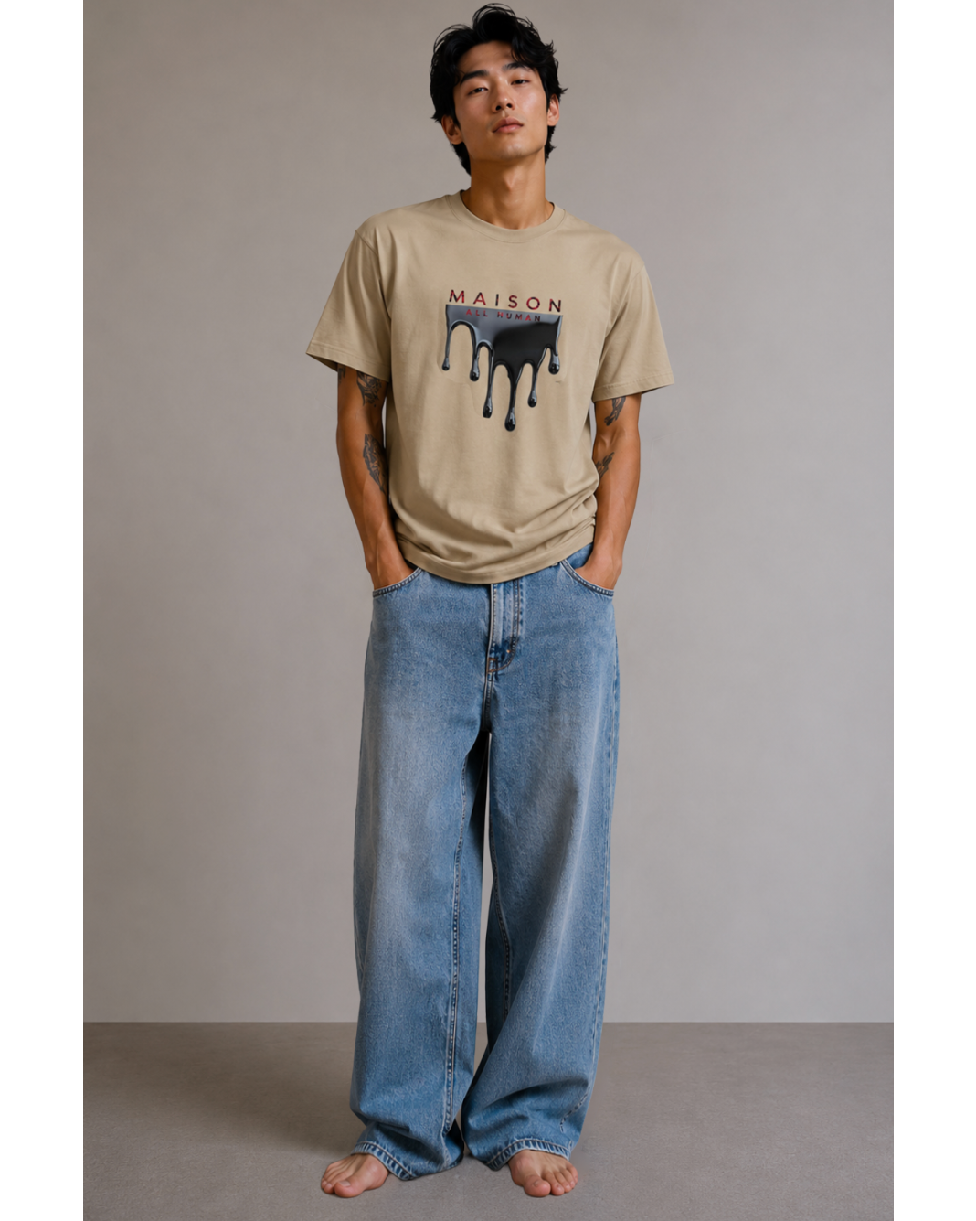 Dripping Printed Oversized faded t-shirt