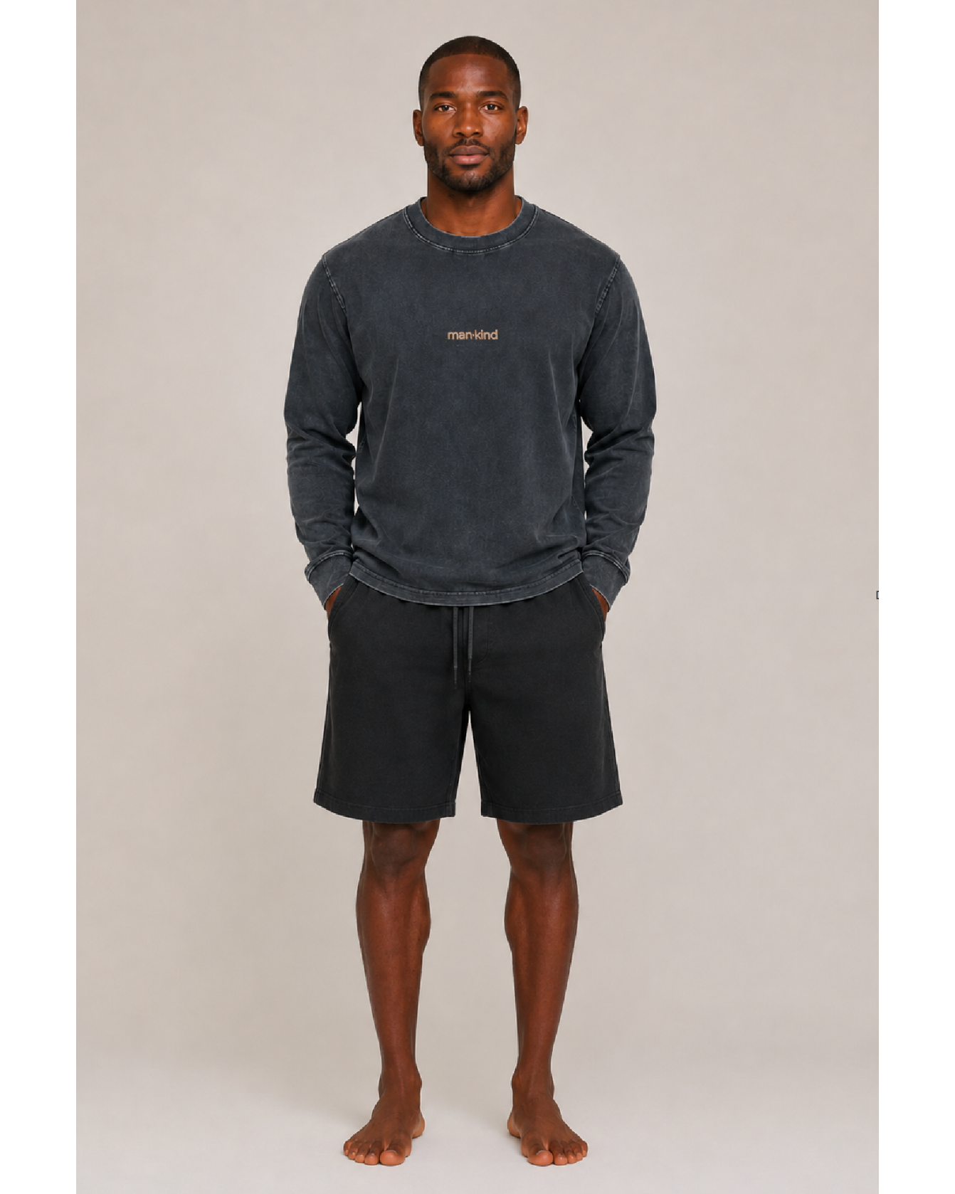 Mankind Logo print Acid Wash Long Sleeve Tee