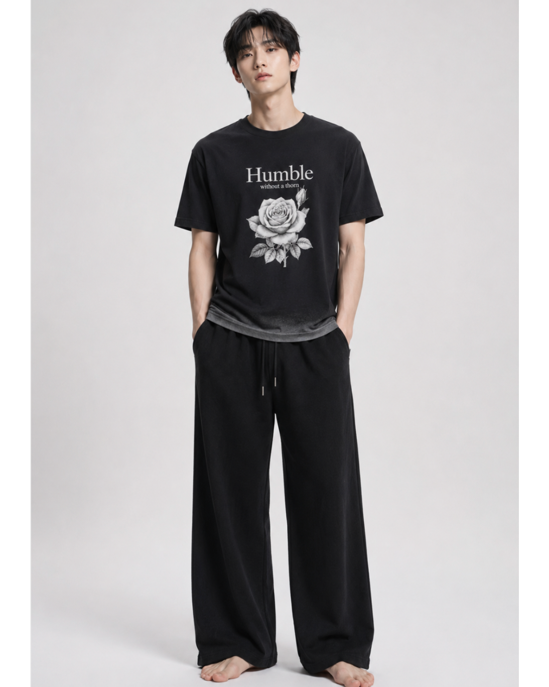 Humble Without a Thorn Print Acid Wash Tee